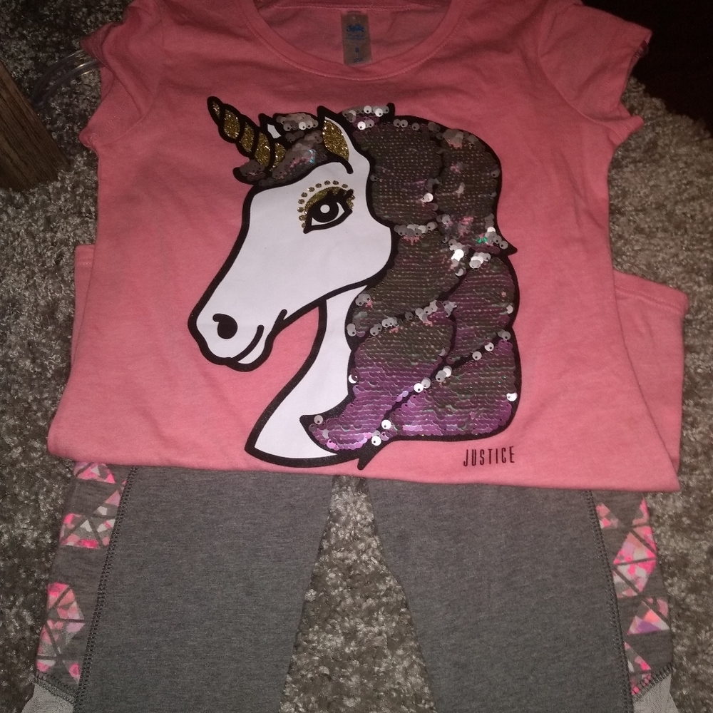 Justice unicorn 2 piece outfit